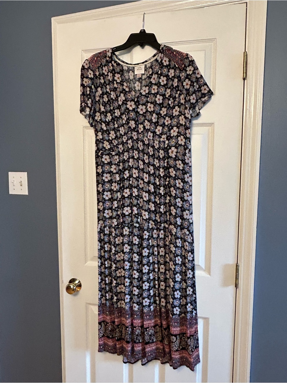 Knox Rose Black Floral Maxi Dress with Pink Accents
